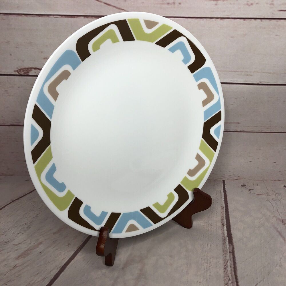 Corelle Squared Geometric Dinner Plate Retro Vintage‎